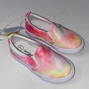 Cat & Jack Baby Girl Pinkish Yellow Tie-Dye Slip On Vans Sneaker Shoe Size 7 NWT